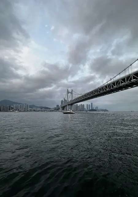 A long bridge spanning the sea beneath clouds.