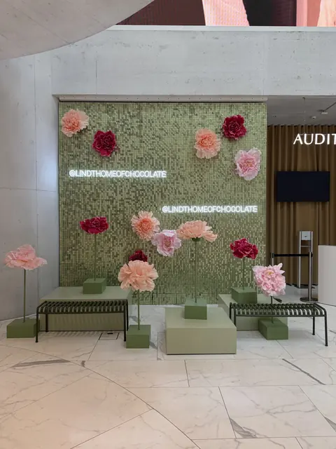A floral display at the Lindt Home of Chocolate.